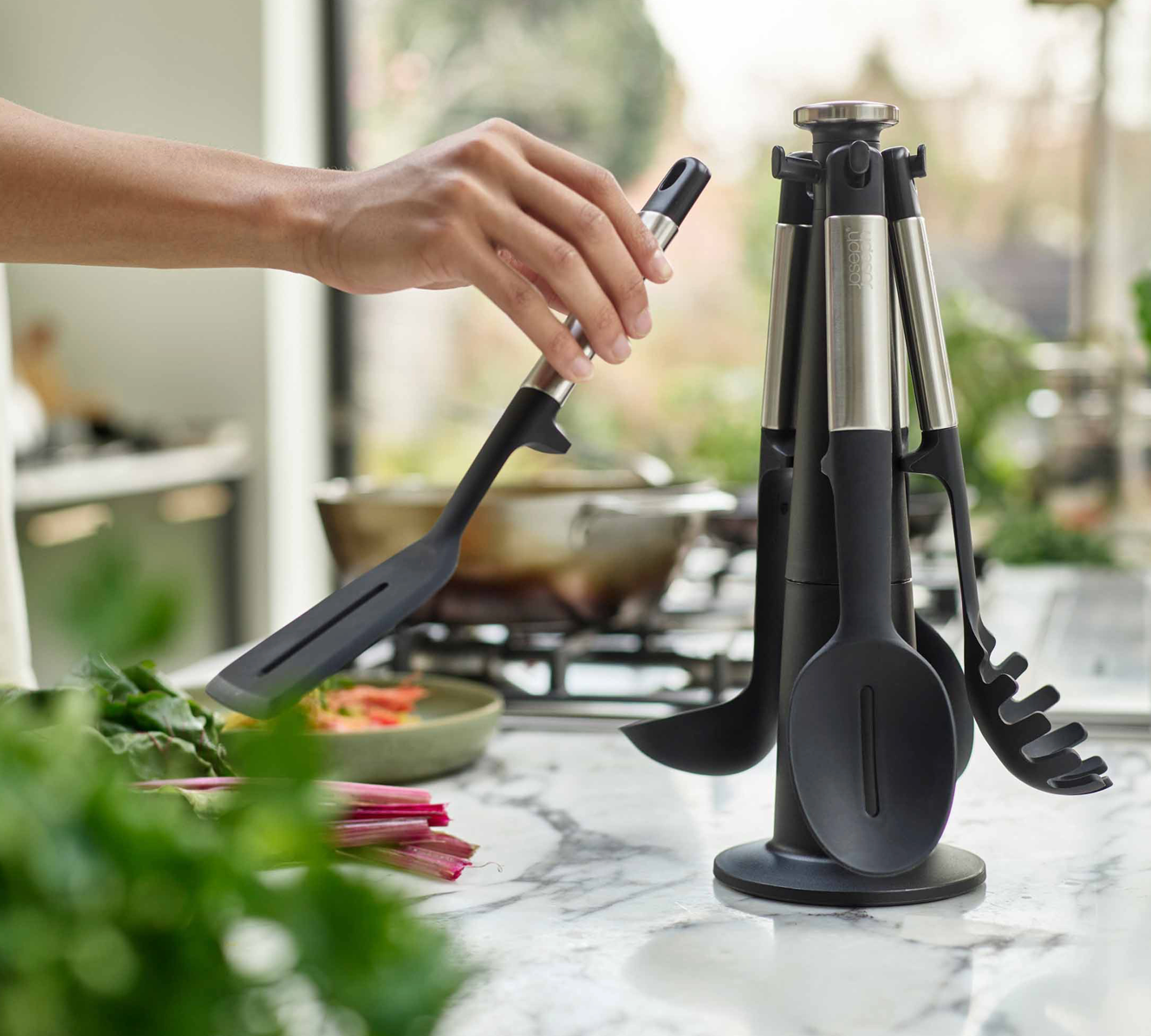 Elevate Stainless-steel Silicone Utensils Carousel Set