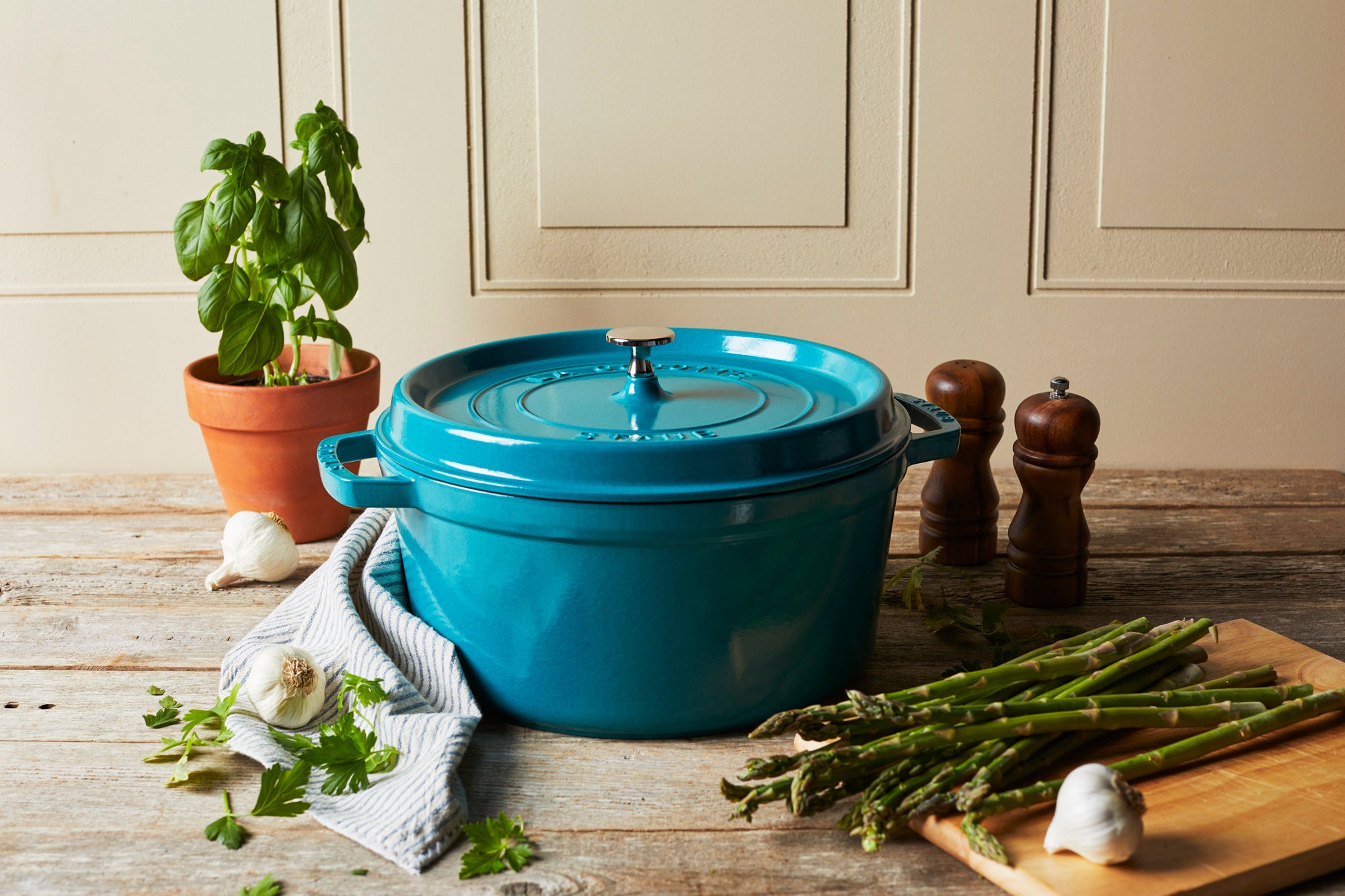 STAUB Cast Iron - 7qt Round Cocotte - Turquoise | Lifetime Kitchen