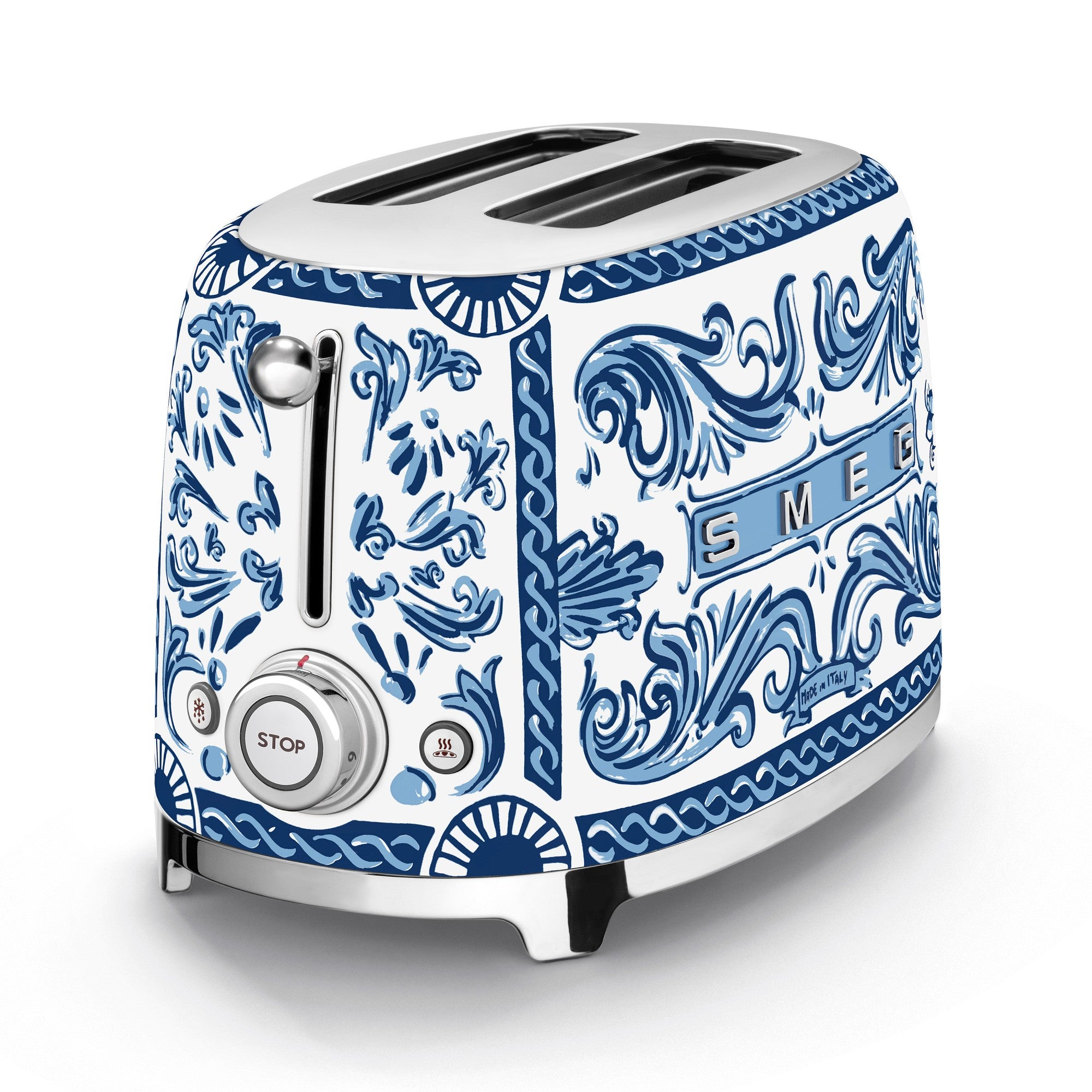 SMEG 2 Slice Toaster, Dolce & Gabbana - Blu Mediterraneo