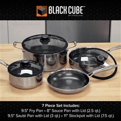 Black Cube Stainless Steel 2.5 Quart Saucepan with Lid