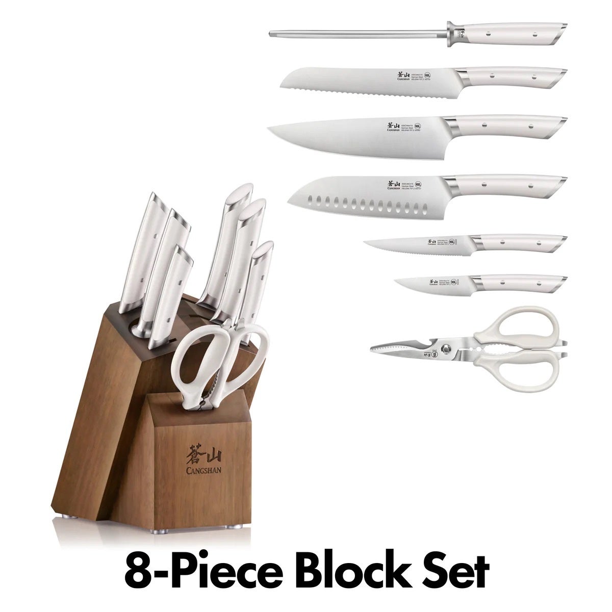 CANGSHAN Helena White 8pc Knife Block Set