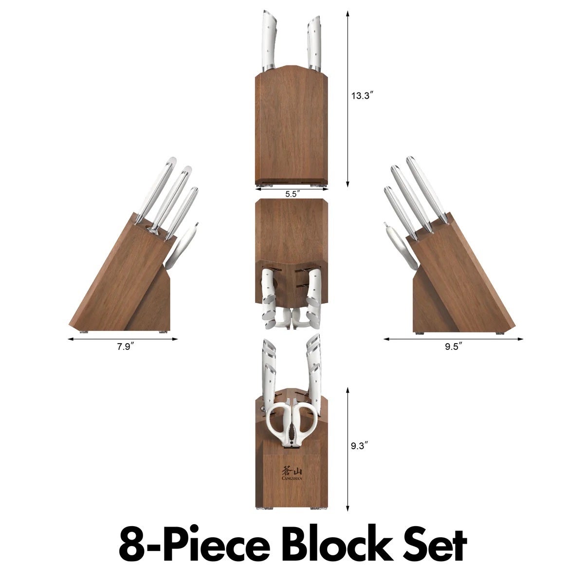 CANGSHAN Helena White 8pc Knife Block Set