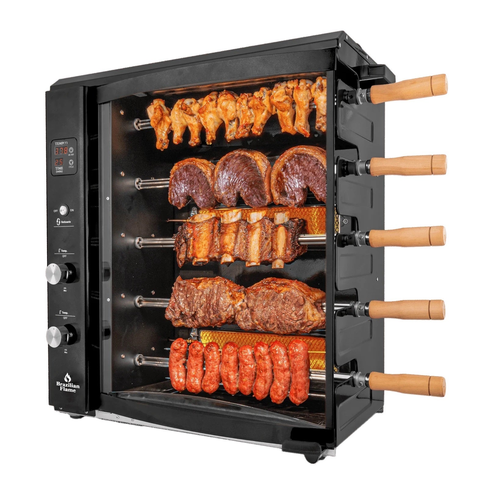 BRAZILIAN FLAME- Gas Rotisserie Grill 5 Skewer (With Upper Tray
