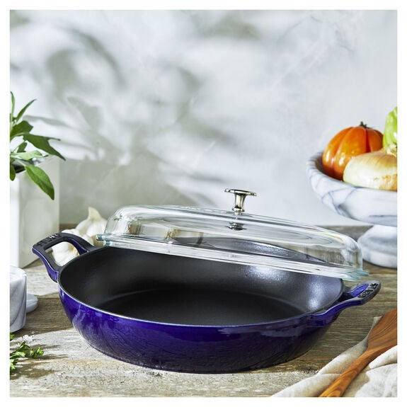 Staub Cast Iron 12-inch Fry Pan - Dark Blue, Made in France